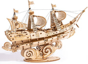 3D Wooden Boat Puzzle DIY Model Kit for Kids & Adults - Brain Teaser Toy