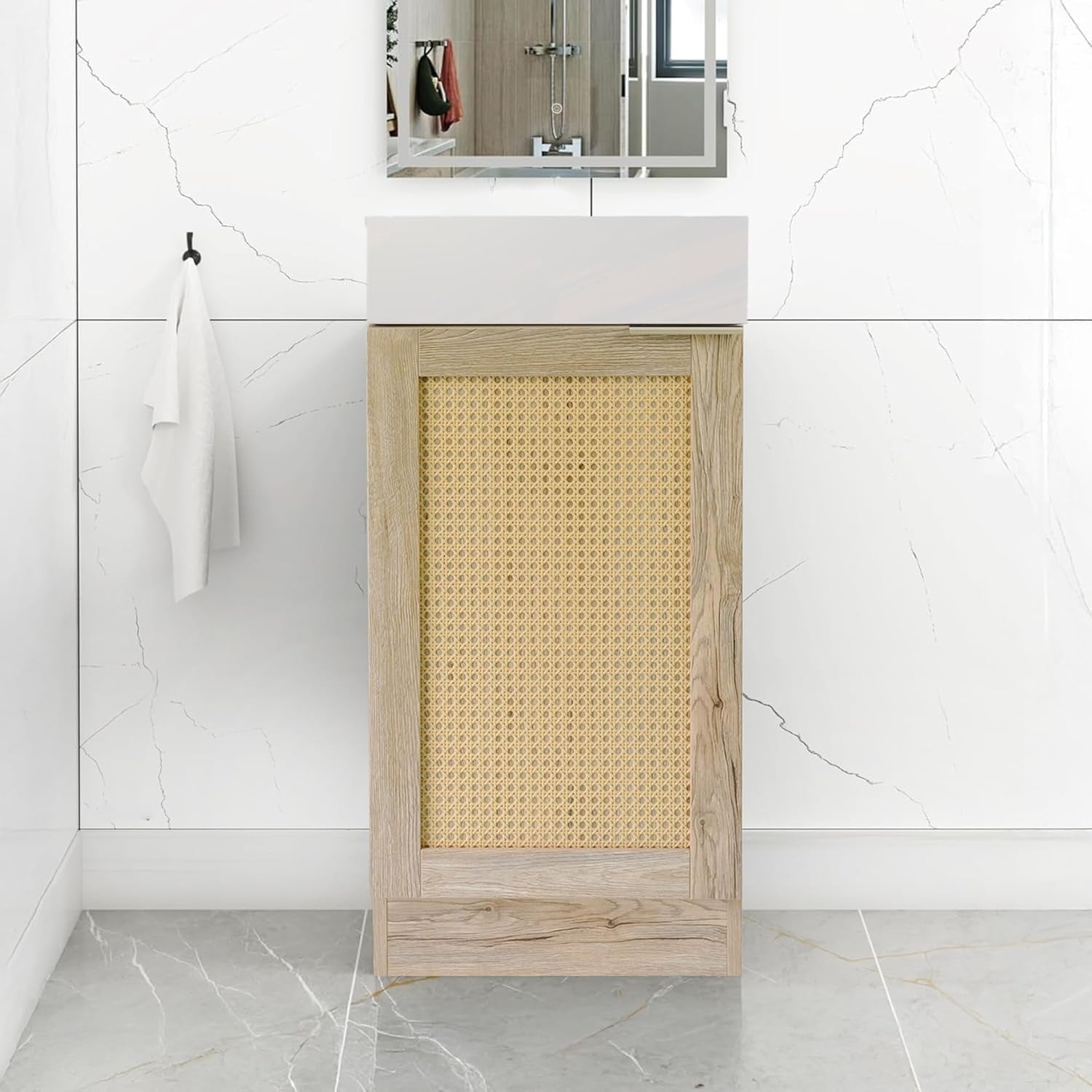 Slim 400mm Bathroom Vanity Unit with Basin Floor Standing Sink Storage Cabinet