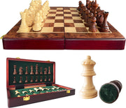 12" Magnetic Wooden Chess Set | Folding Travel Chess Board with Storage | Portab