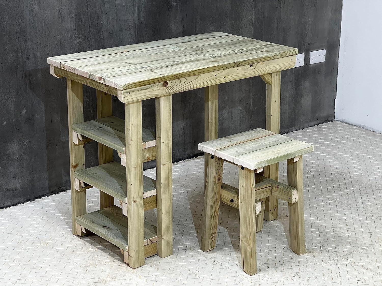 Wooden Garden Potting Table with Chair – Multi-Purpose Workbench 106cm