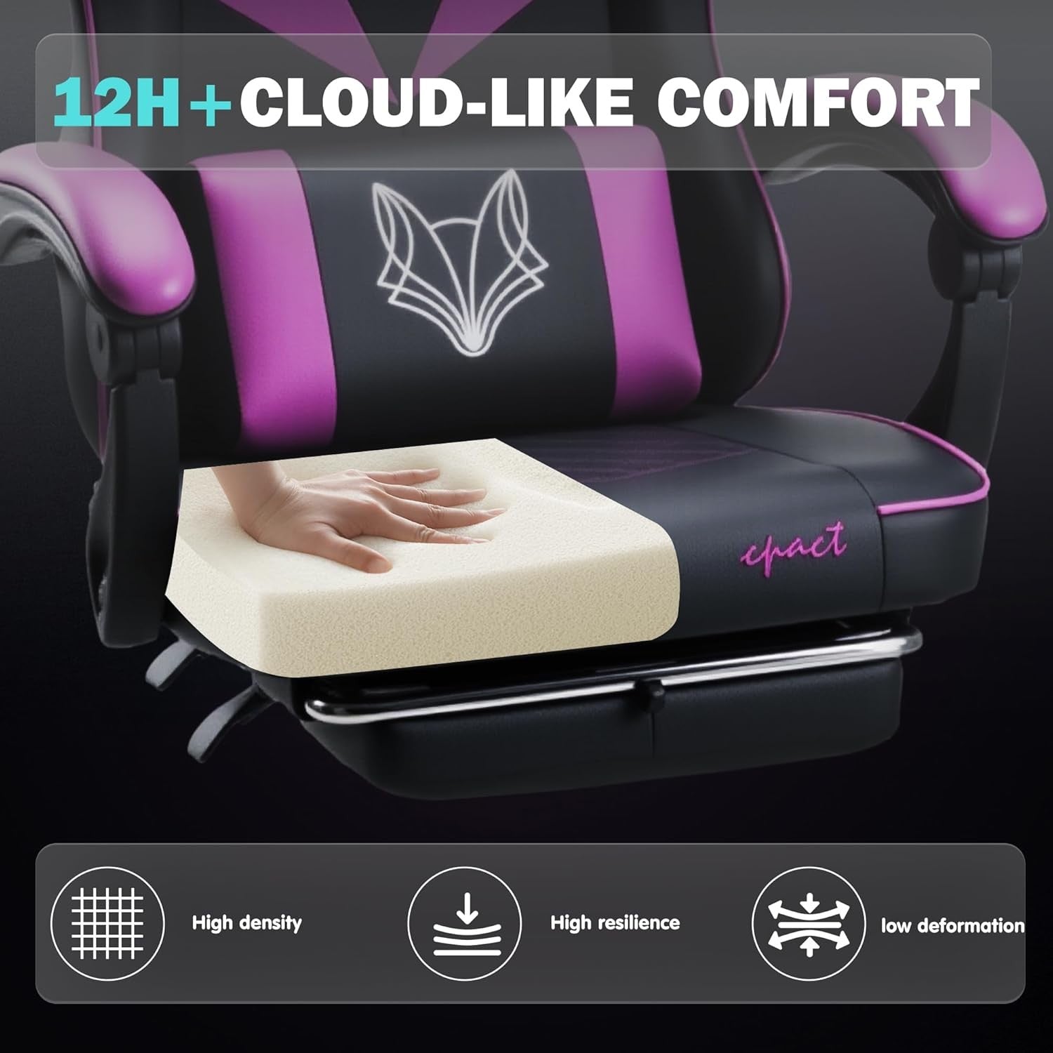 Ergonomic Gaming Chair Reclining PU Leather 150kg Purple