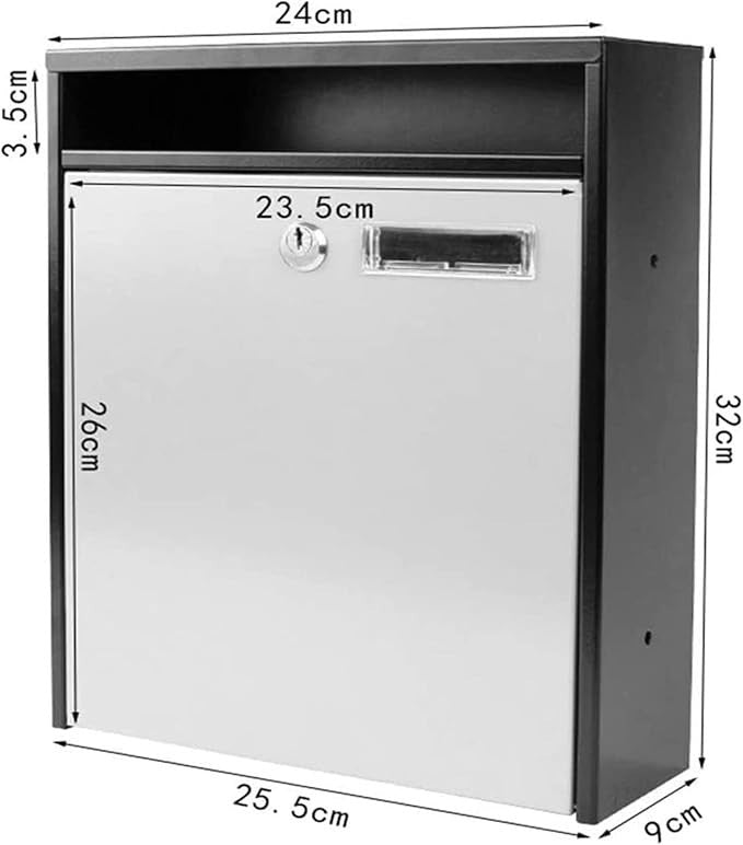 Wall Mounted Lockable Mailbox Outdoor Post Box Newspaper Slot Galvanised Steel