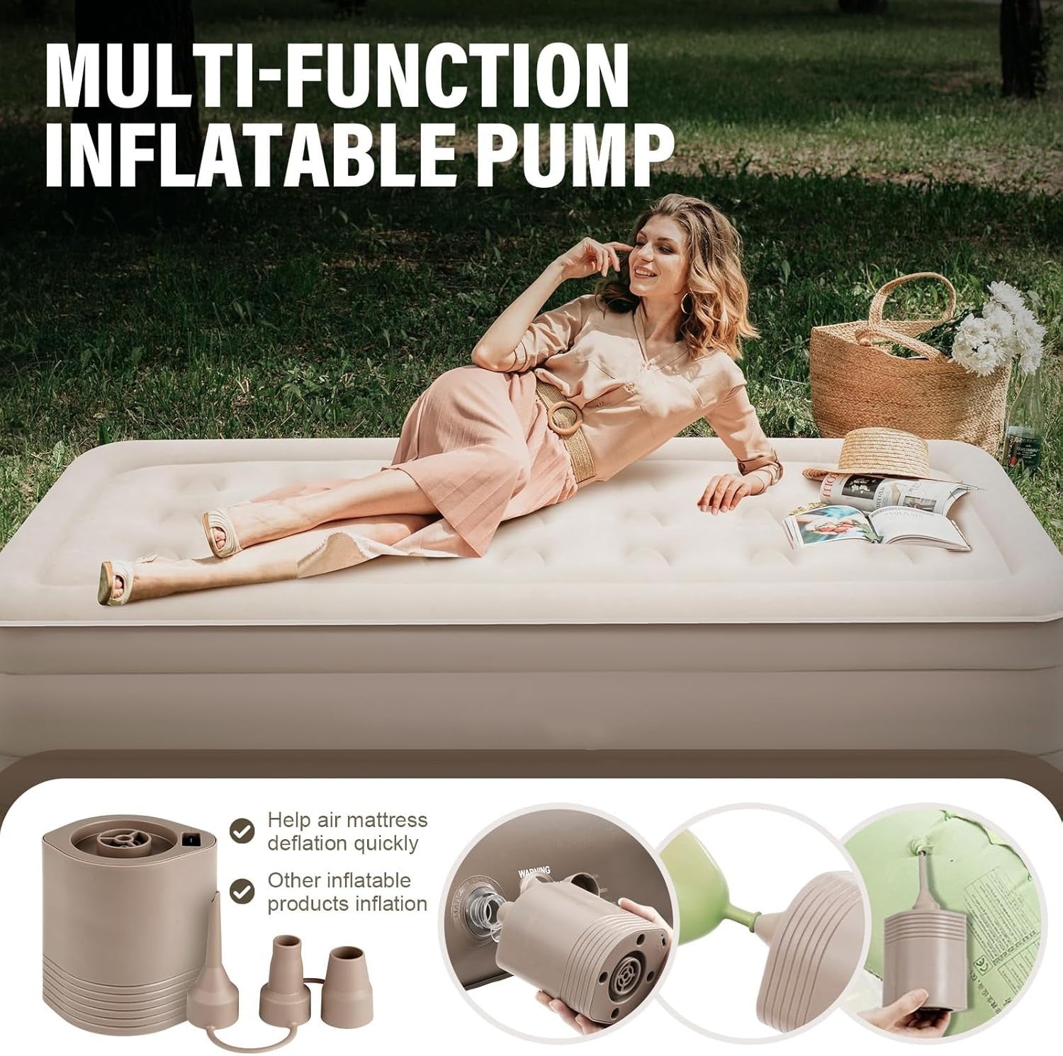 Single Air Mattress Built-In Pump Quick Inflate 191x99x40cm
