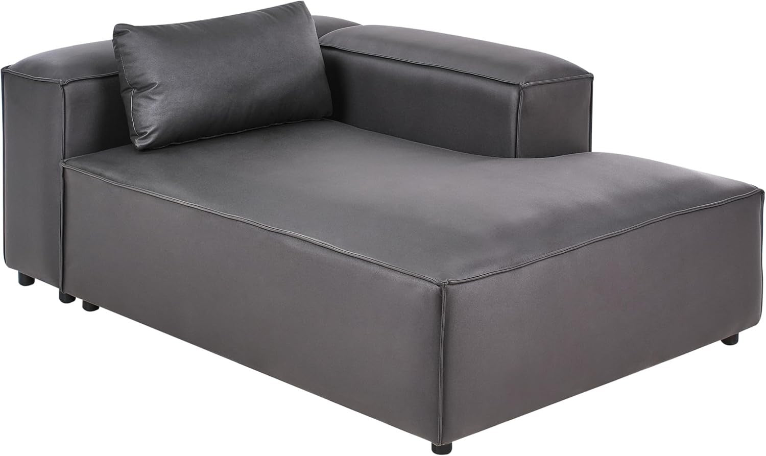 Left Hand Black Chaise Lounge Faux Leather Sofa Seat Daybed Extension