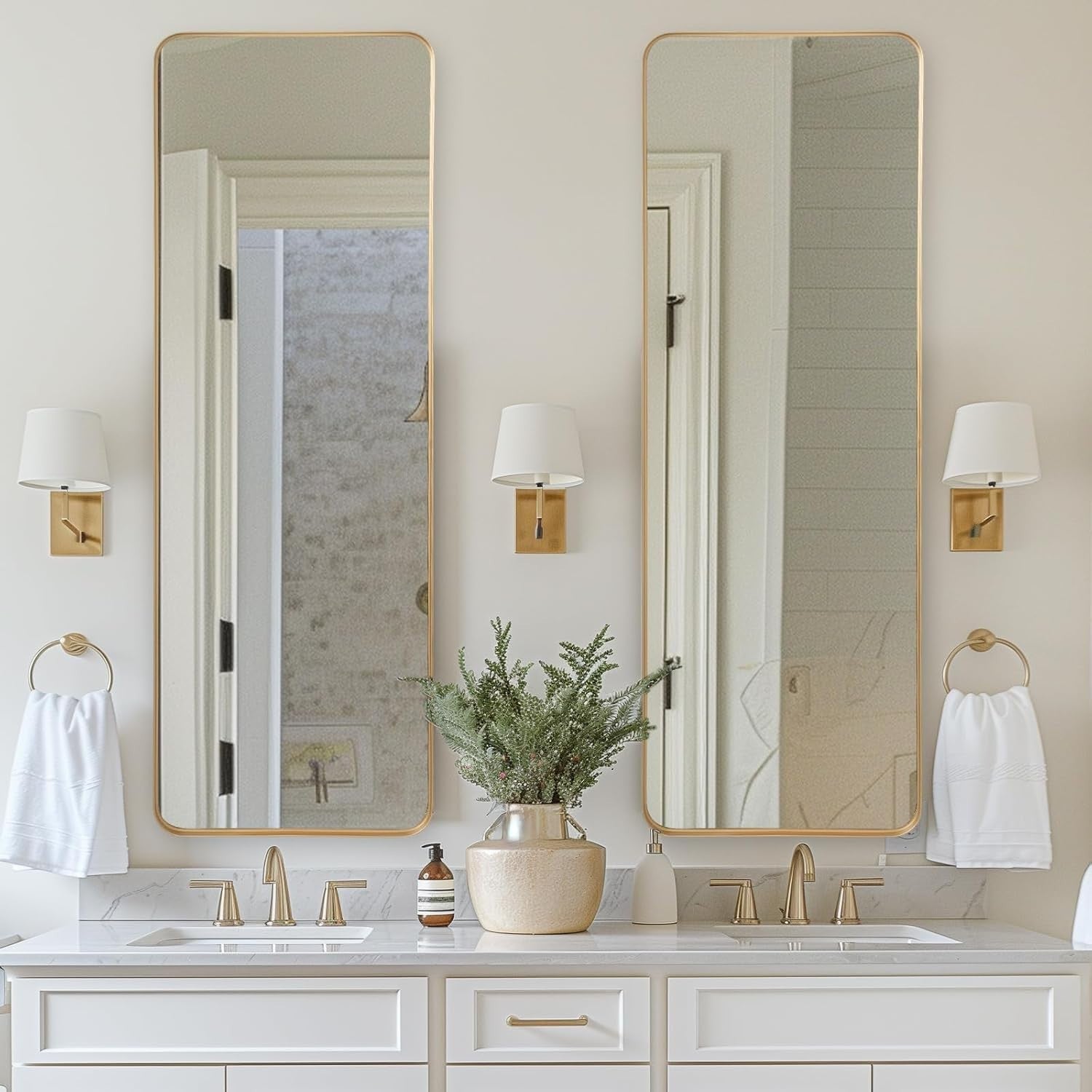 Full Length Gold Wall Mirror 161x52 cm, Shatterproof Frame, Lean & Hang