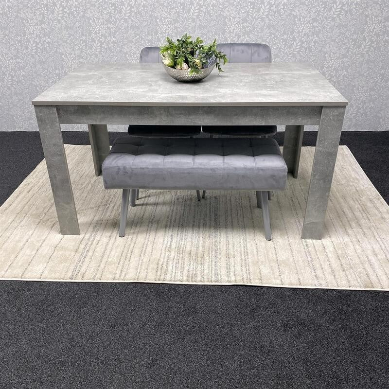 Grey Wood Dining Table Set with 2 Chairs & 2 Benches Padded Kitchen Set