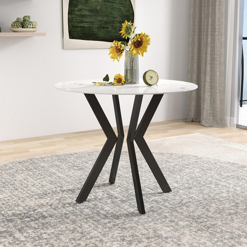120cm Black Round Pedestal Dining Table Semi-Gloss Modern 4–6 Seater