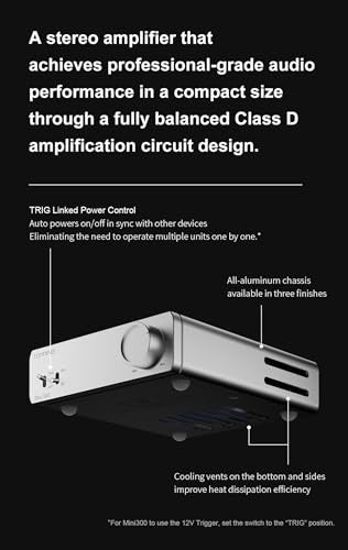 Mini300 Compact Stereo Amp 140Wx2 Class-D Balanced Low Distortion Silver