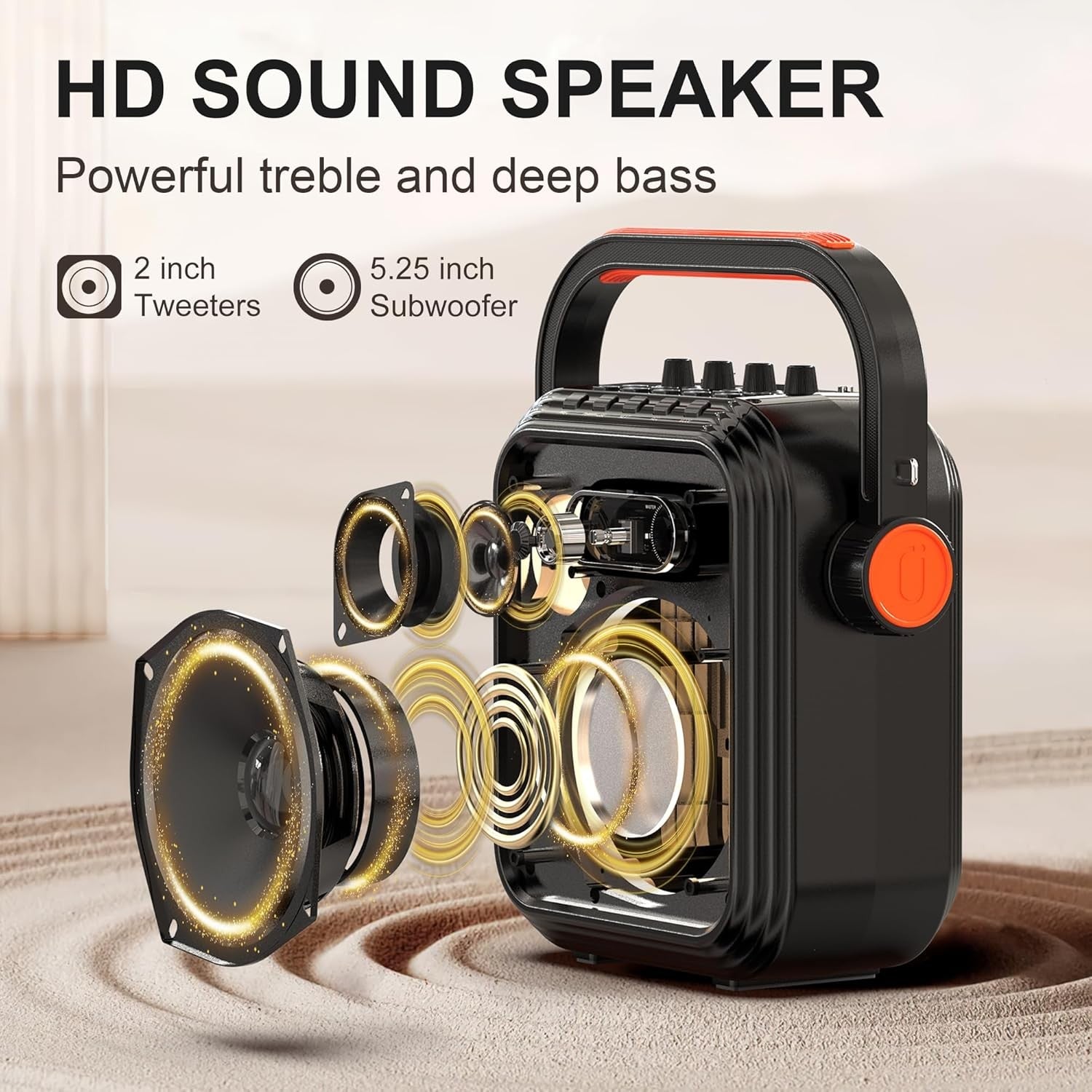 Portable Karaoke Machine 2 Wireless Mics Bluetooth PA Speaker