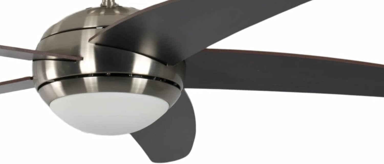 Pepeo Melton 52" Ceiling Fan with Light & Remote, Nickel, Brown Blades