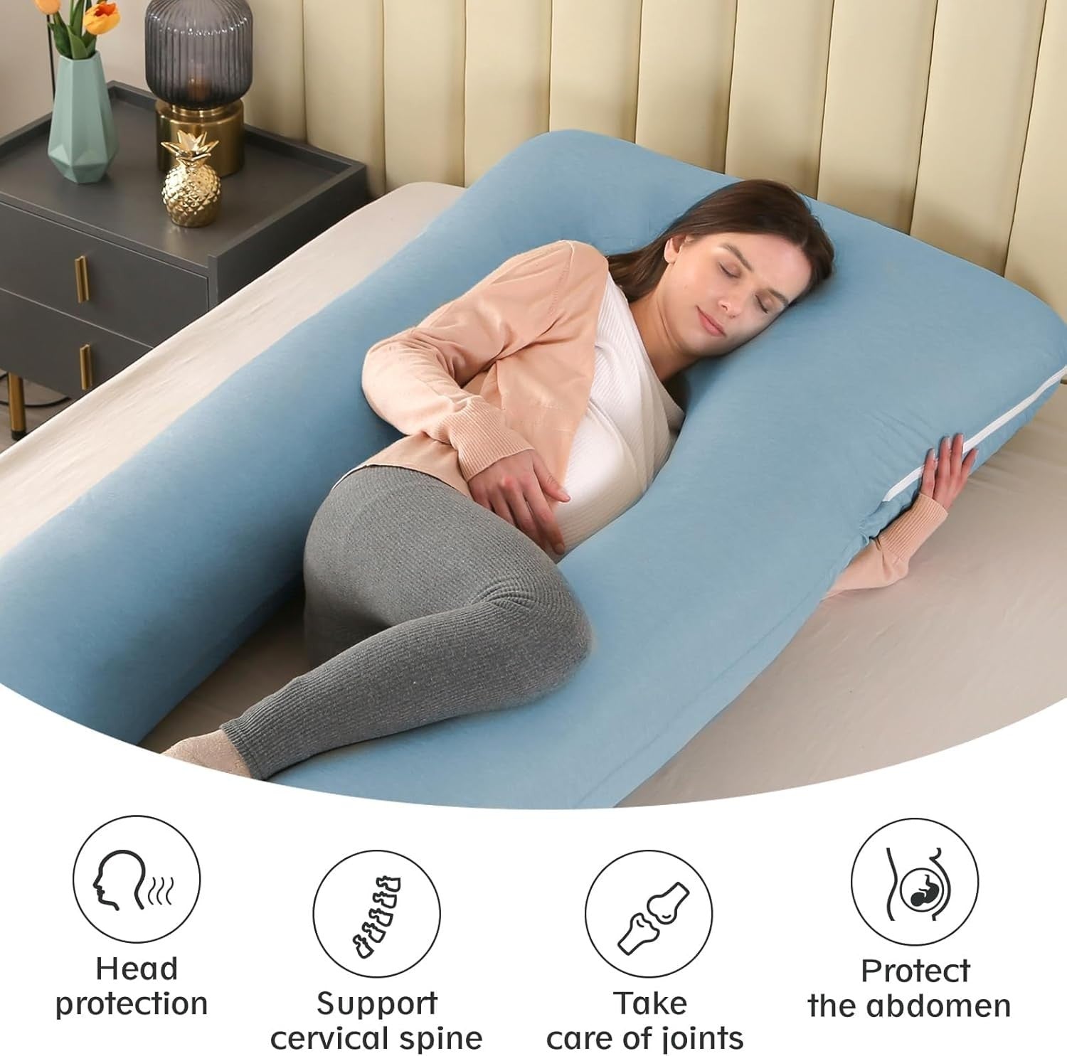 Pregnancy Pillow U Shaped Full Body Maternity Support Pillow 160x78cm Grey