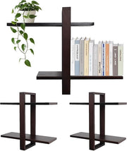 Floating Wall Shelves Set of 2 – Modern Oak Frame Display Shelf for Living Room