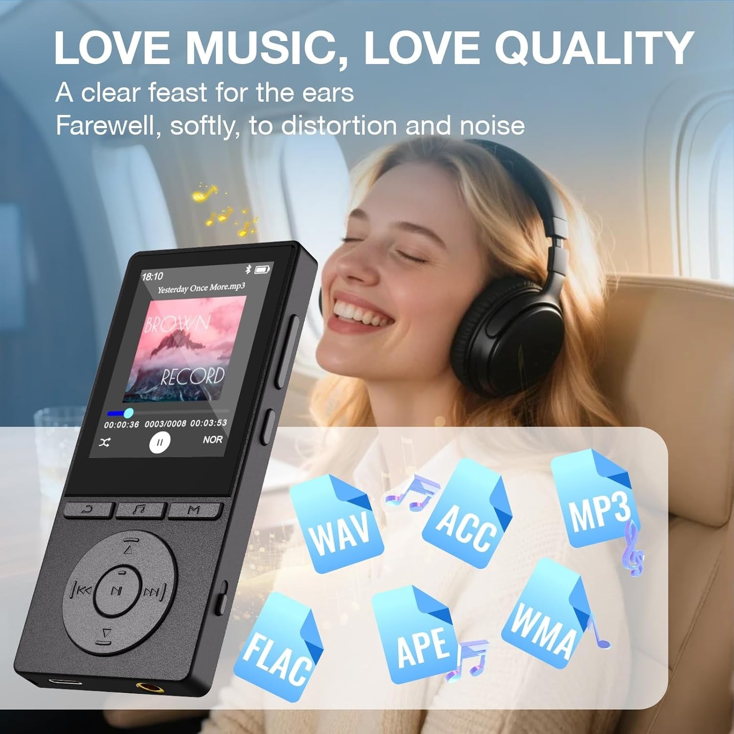 64GB MP3 Player Bluetooth 5.3 Music Player with FM Radio & Speaker