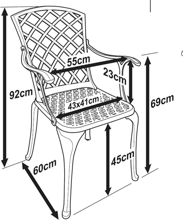 Round Cast Aluminium Garden Table Set 4 Chairs Weatherproof Metal