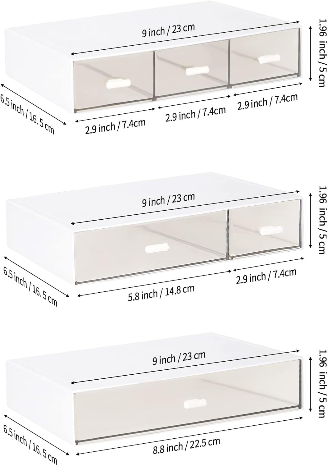 Desk Organizer 6 Stackable Drawers Clear Desktop Storage for Office & Makeup