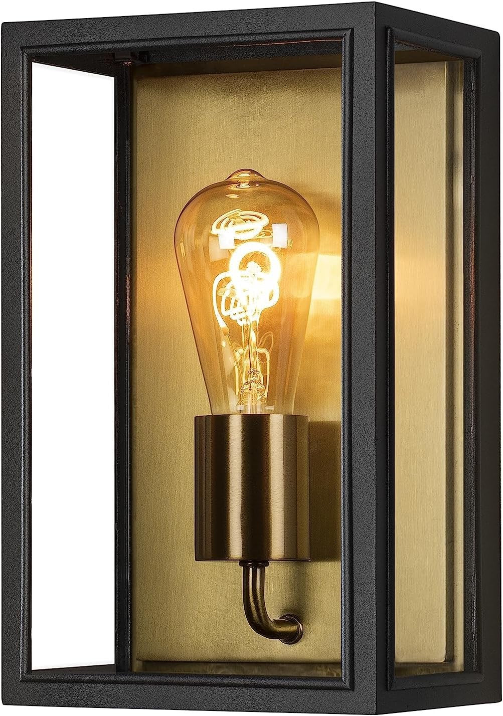 Outdoor Wall Light Black Brass Lantern Modern IP44 Weatherproof Fixture