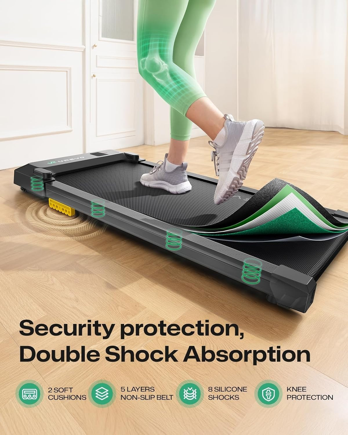 Compact 3-in-1 Under Desk Treadmill | Portable, Quiet, Shock Absorbing