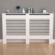 Extra Large White Radiator Cover Cabinet 92cm MDF Horizontal Slatted Heater Unit