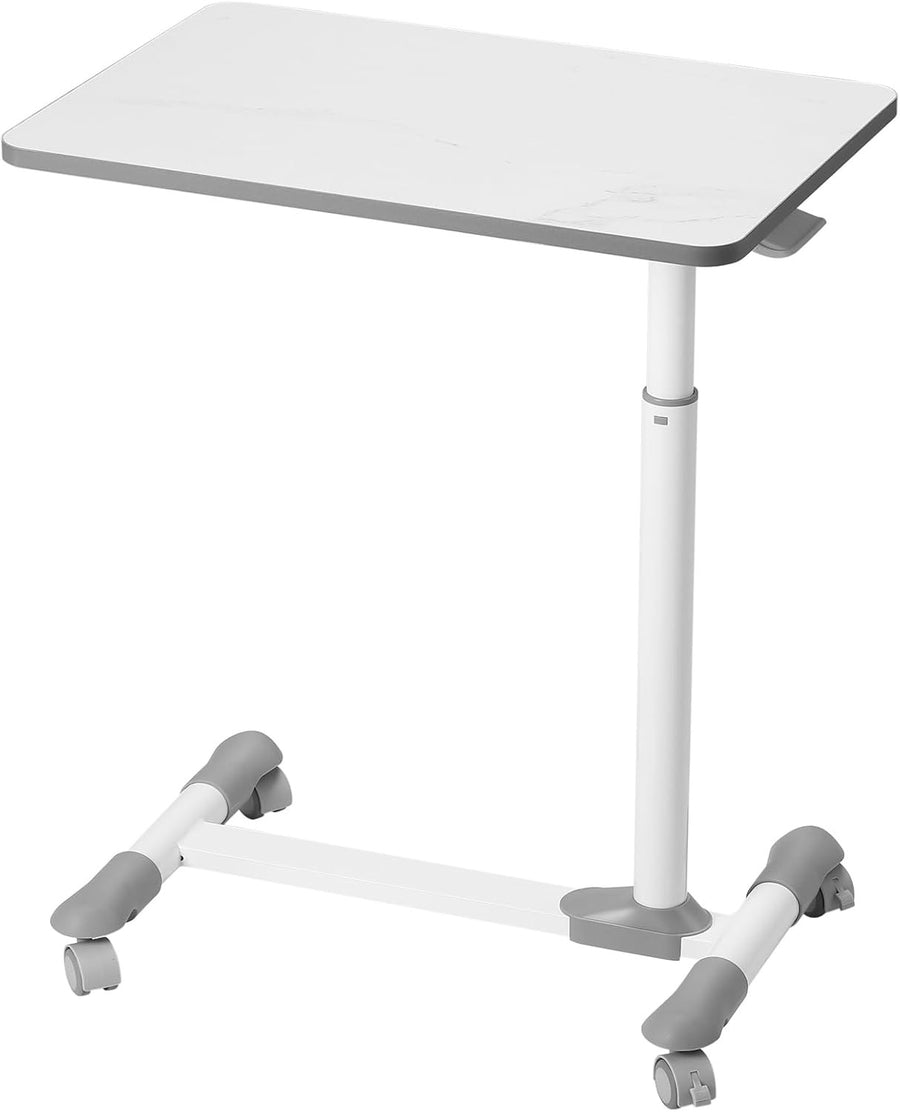 Marble Overbed Table with Wheels Adjustable Hospital Bedside Laptop Desk