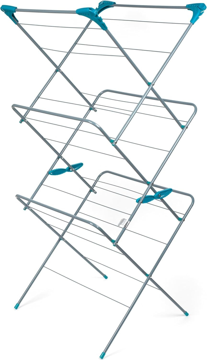 3 Tier Clothes Airer Folding Indoor Laundry Drying Rack with Side Wings