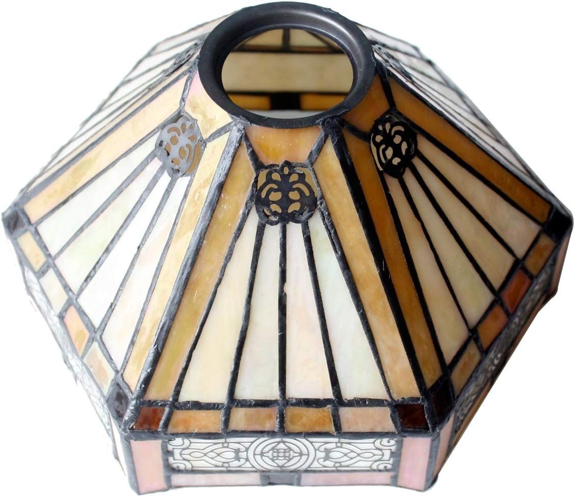 Stained Glass Tiffany Desk Lamp Antique Metal Leaf Base Bedside Reading Light