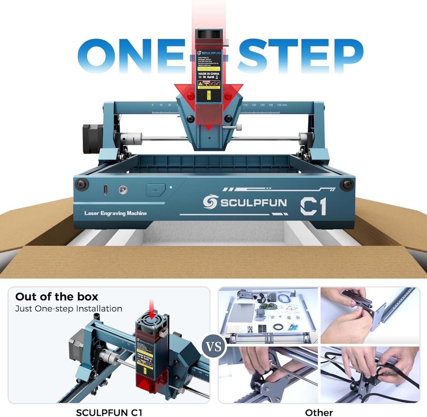 Mini Laser Engraver 3W Portable Engraving Machine Wood Leather DIY