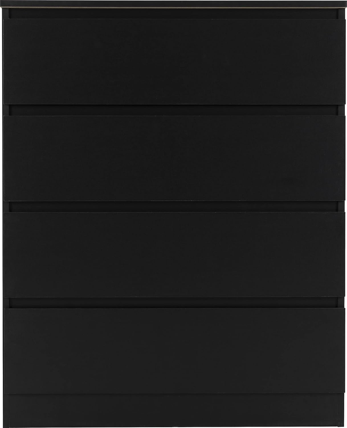 Black 4 Drawer Chest Storage Cabinet Engineered Wood Bedroom Organizer