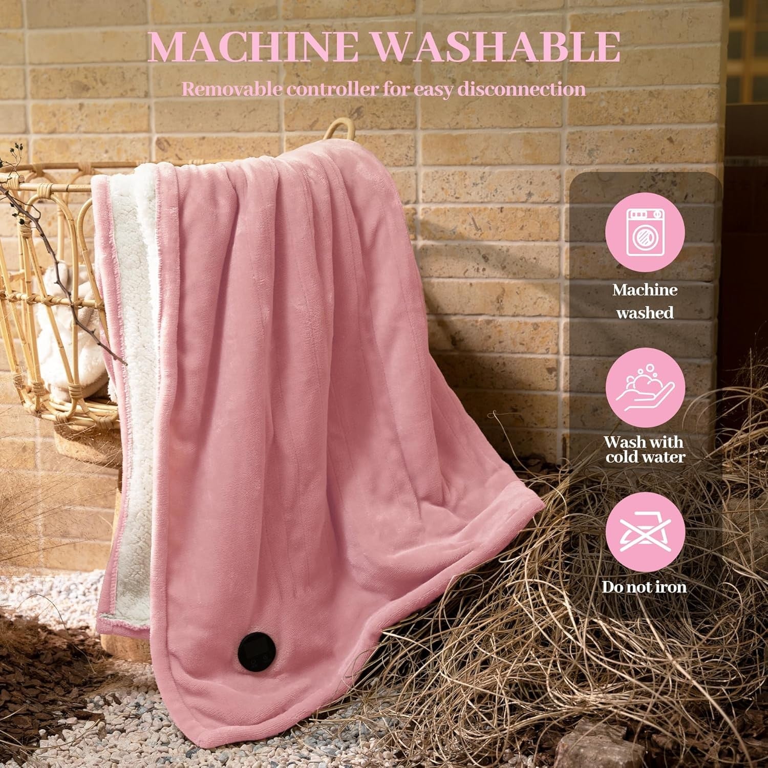 Electric Heated Throw Blanket 130x160cm 10 Heat Levels Auto Shut Off Washable
