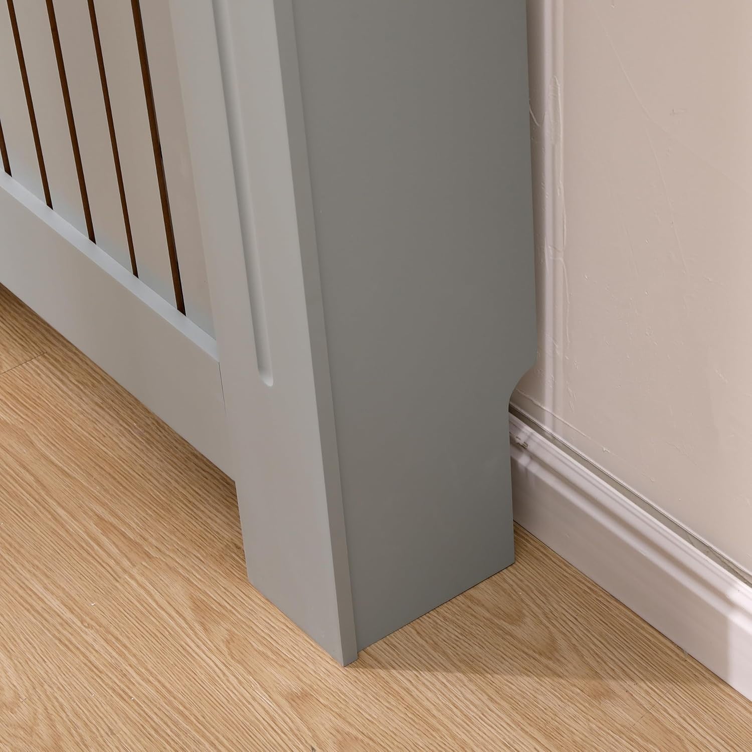 Small Grey Oak Radiator Cover | Modern MDF Vertical Slat Cabinet