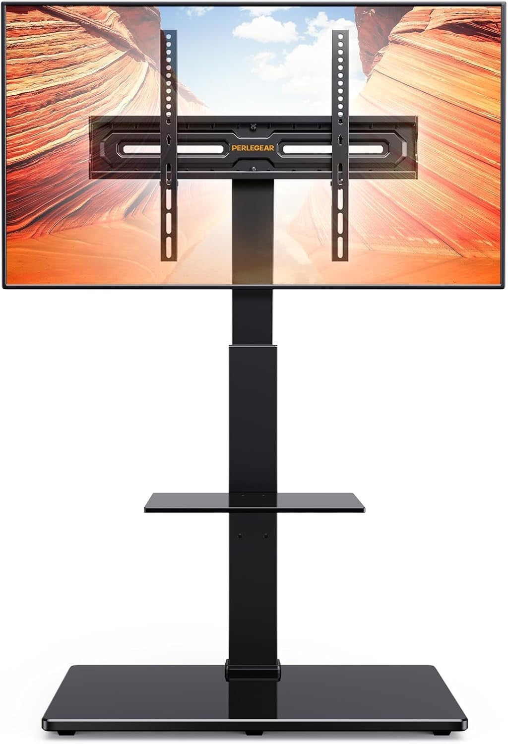 Adjustable TV Floor Stand 30-70” Tilt Swivel Max 50kg VESA 600x400mm Shelf