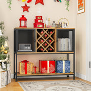 Rustic Sideboard Drinks Cabinet with Wine Rack & Storage Shelves 100cm
