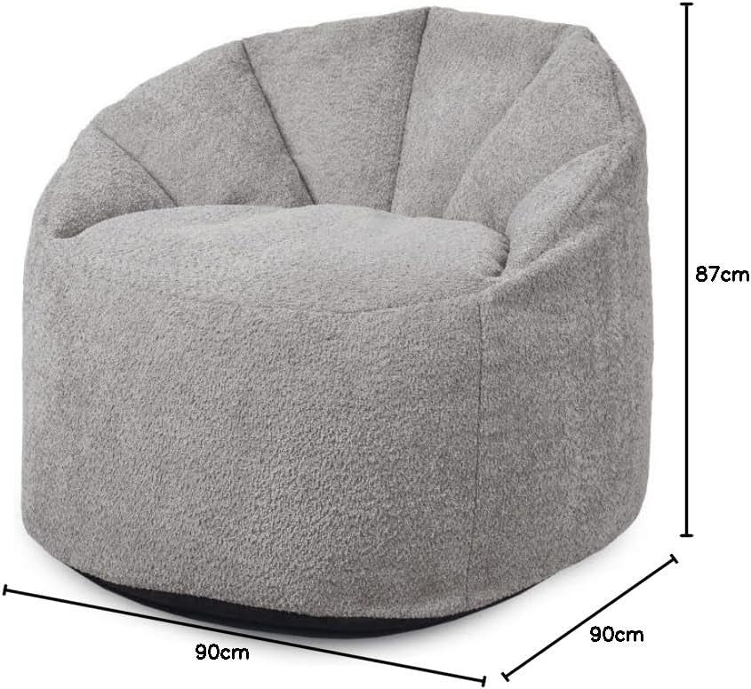 Luxury Bean Bag Chair Grey Snug Cinema Lounger Adult Soft Fabric Cushion
