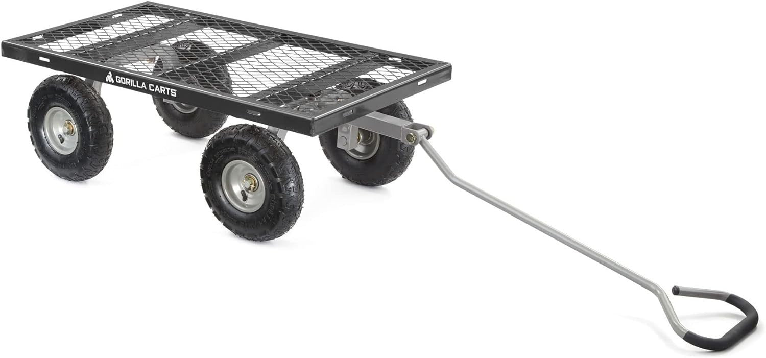 Heavy Duty 350kg Garden Utility Wagon with Removable Sides & 10" Tires Black