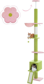 Floor to Ceiling Cat Tree Adjustable 216–273cm Tower Hammock Scratcher