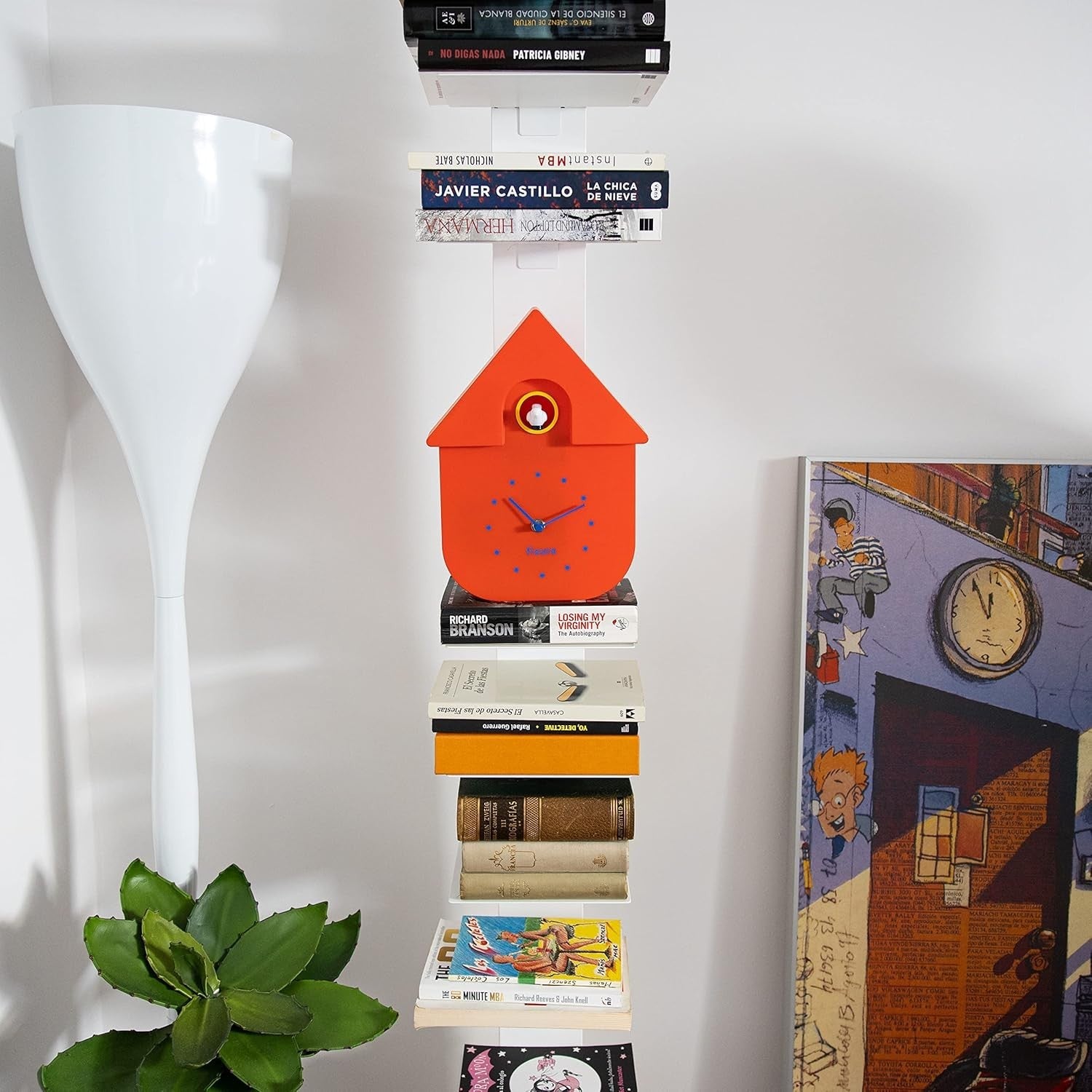 Red Cuckoo Clock Modern Wall Clock with Bird Sound Silent Pendulum Gift