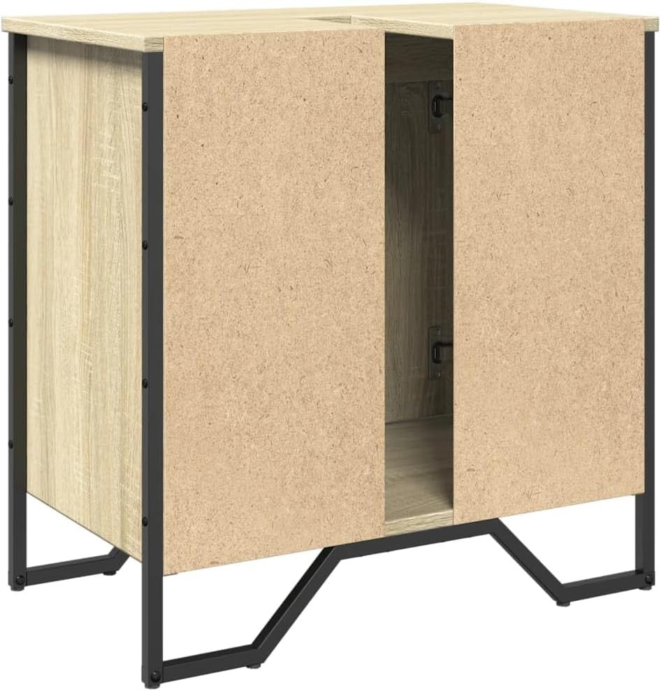 Modern Bathroom Vanity Unit Sonoma Oak – Under Sink Cabinet 2 Door Storage 60x60