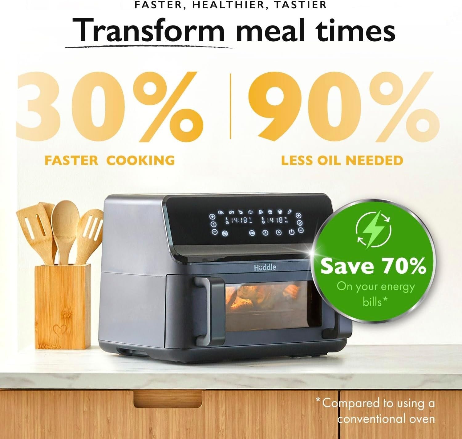 9L Air Fryer Oven Digital Touchscreen Dual Baskets 8 Cooking Modes Healthy
