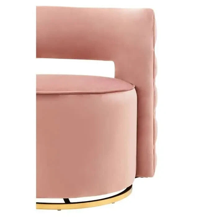 Pink Velvet Swivel Chair with Gold Base – Modern Accent Vanity Lounge Seat