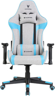 Professional Gaming Chair 180° Recline Fabric Grey Blue