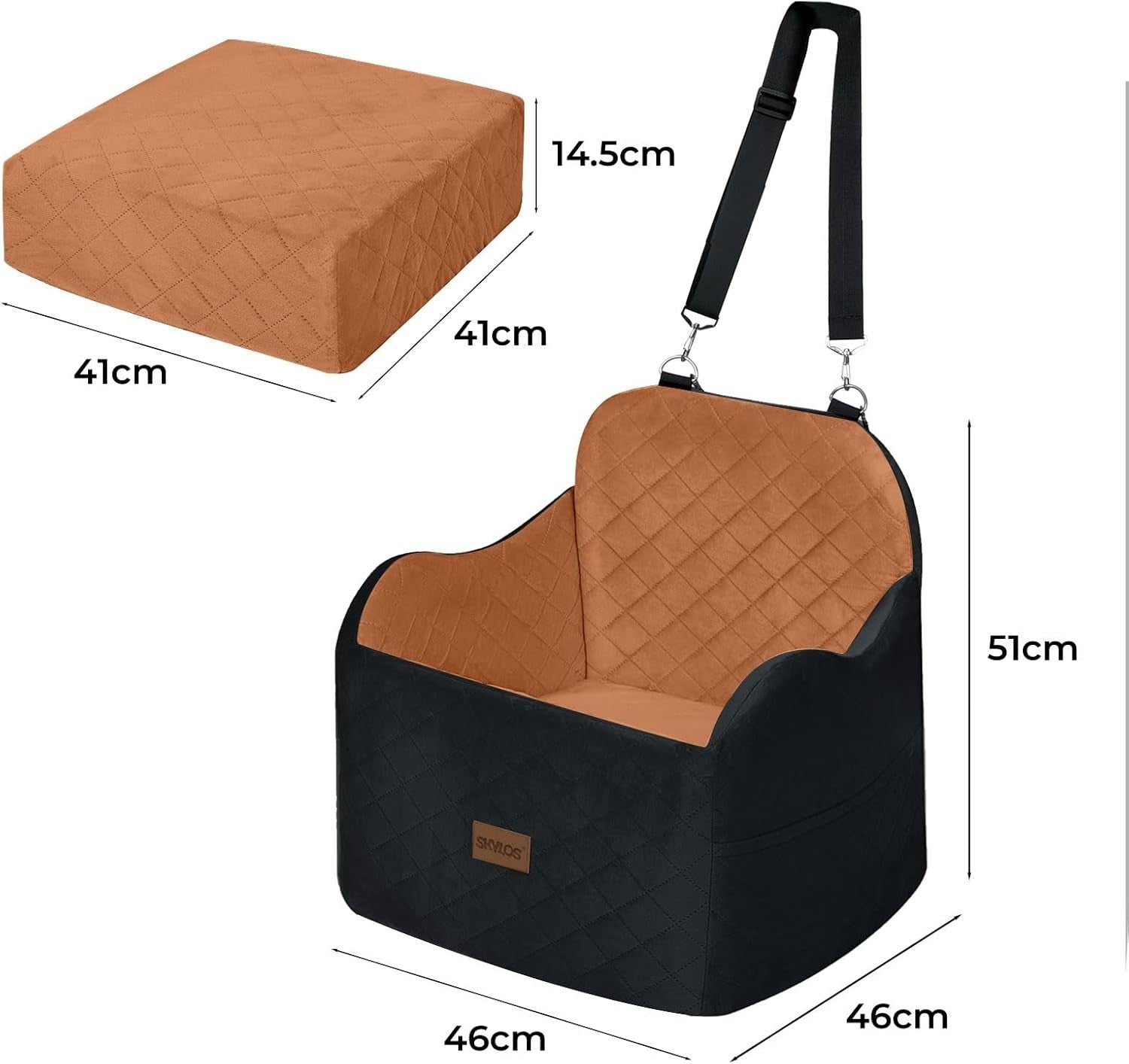 Elevated Dog Car Booster Seat Washable Travel Bed for Small Medium Dogs