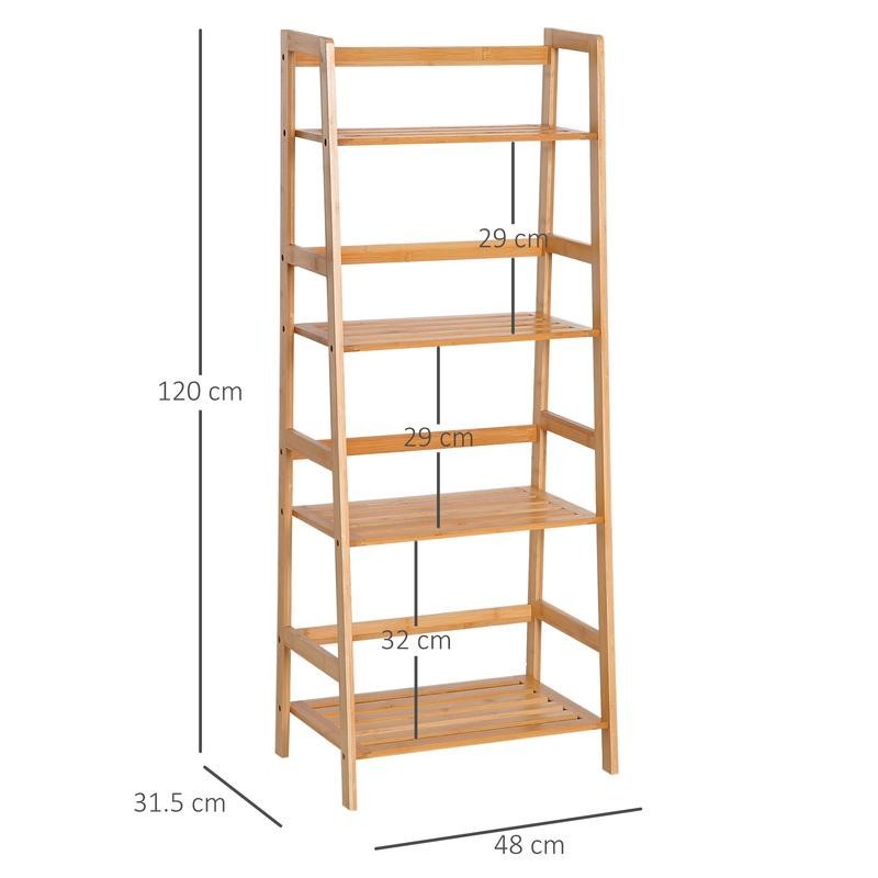 Bamboo 4-Tier Ladder Shelf Bookcase Display Rack for Plants, Towels, Books