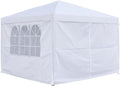 3x3M White Pop Up Gazebo Waterproof Garden Party Tent With Sides & Carry Bag