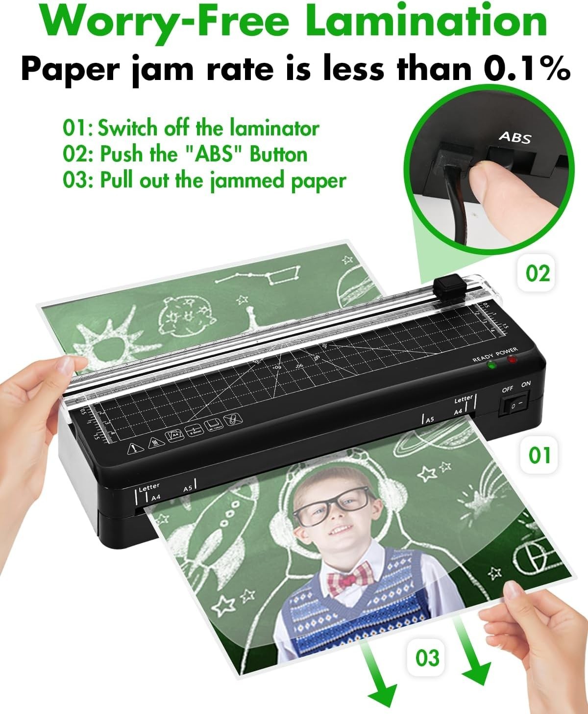 A4 Laminator 70s Fast Warm Up Quiet Portable Built-In Trimmer