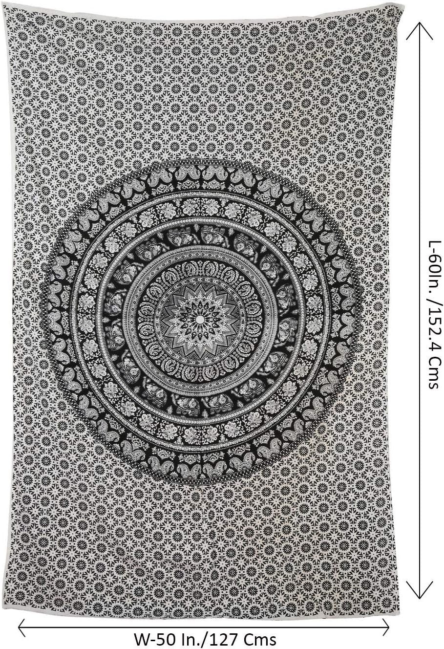 Boho Elephant Mandala Tapestry 60x50in Wall Hanging Decor