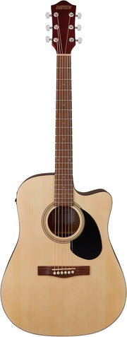 Dreadnought Electro Acoustic Guitar Natural Cutaway Tuner