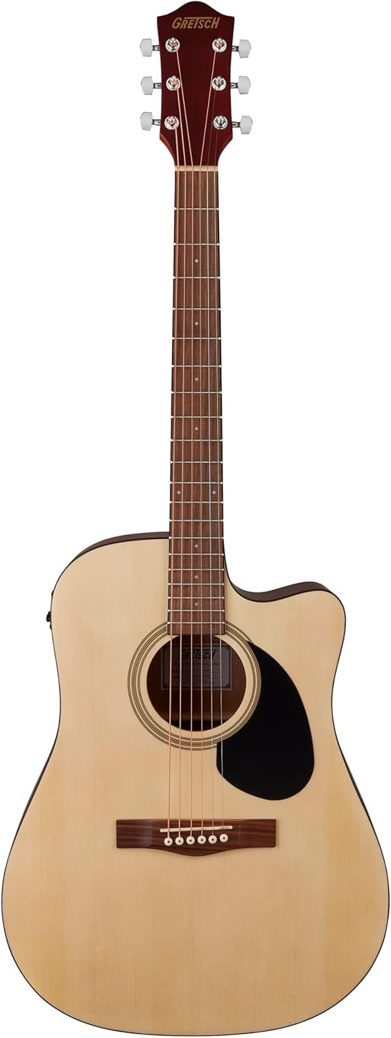 Dreadnought Electro Acoustic Guitar Natural Cutaway Tuner