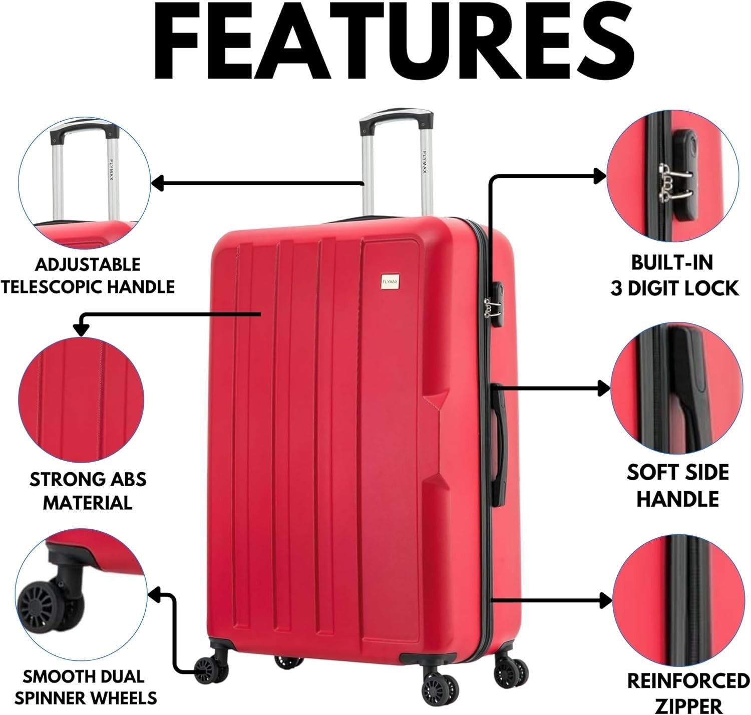 Large Hold Travel Case 29 Inch ABS Hard Shell Ultra Light 4 Wheel Spinner