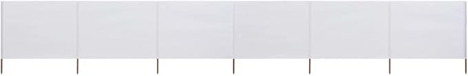 6-Panel Sand White Wind Screen 800x80cm Outdoor Garden Camping Divider