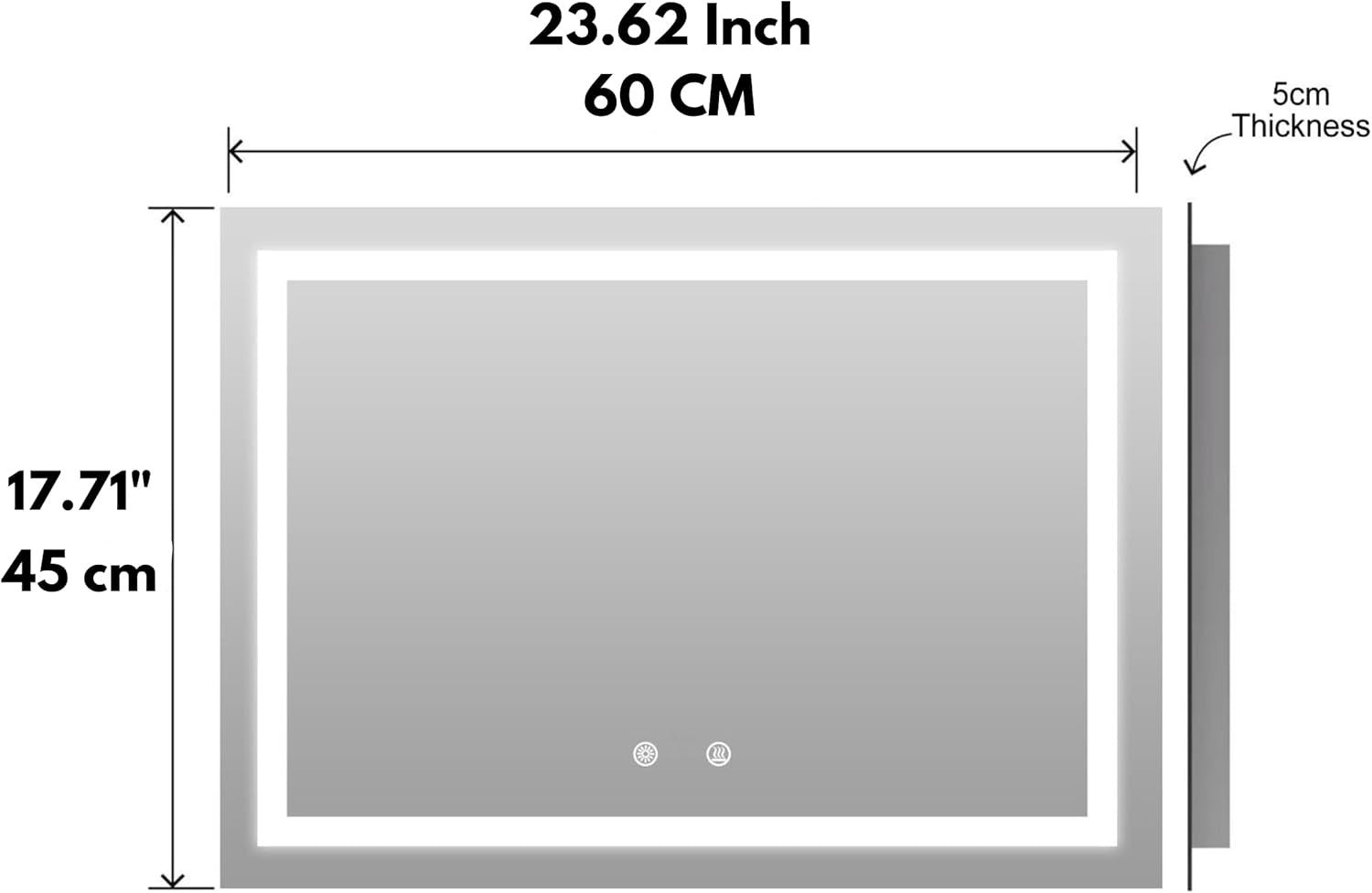 LED Bathroom Mirror 45x60cm Anti-Fog Lighted Wall Vanity Demister
