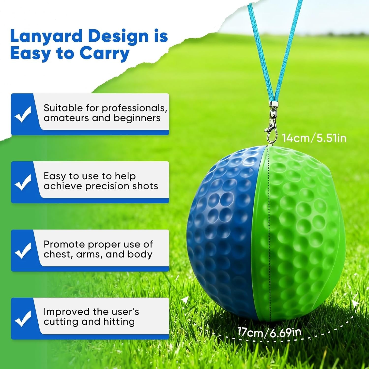 Golf Swing Trainer Ball Posture Correction Aid w/ Carry Rope